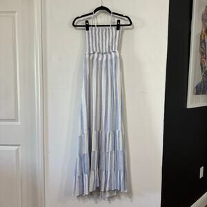 LUXXEL Blue & White Striped Maxi Dress - Size Small